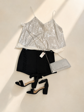Load image into Gallery viewer, Shakira Gold or Silver Sequence Gold Spaghetti strap top