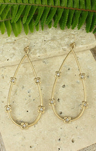 Crystal Flower Gold Teardrop Earrings