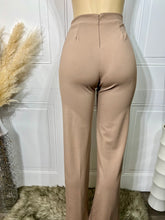 Load image into Gallery viewer, Laura Beige Front Black Button Wide Leg Trousers