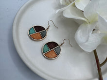 Load image into Gallery viewer, Vivian Brown, Gray, Turquoise, Orange and Gold Earrings
