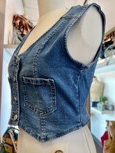 Load image into Gallery viewer, Jannett Denim Button Up Cropped Vest