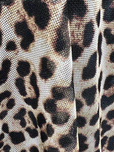 Melissa Mesh Split Front Trim Animal Print Cami Crop Top