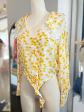 Load image into Gallery viewer, CLEARANCE Felicia Lilac or Yellow Front Tie Collar Top