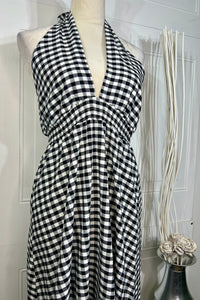 Yessenia Black and White Plaid Maxi Dress
