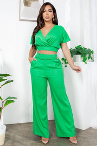 Tianna Kelly Green or Sand   Linen Blend 2-piece Pant set