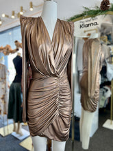 Load image into Gallery viewer, Aura Long Sleeve V-Neck Puff Shoulder Mini Dress