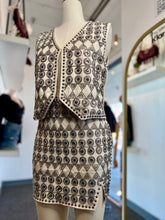 Load image into Gallery viewer, Anastasia 2 Piece Vest Skirt Set Ivory Pewter Beads Detail