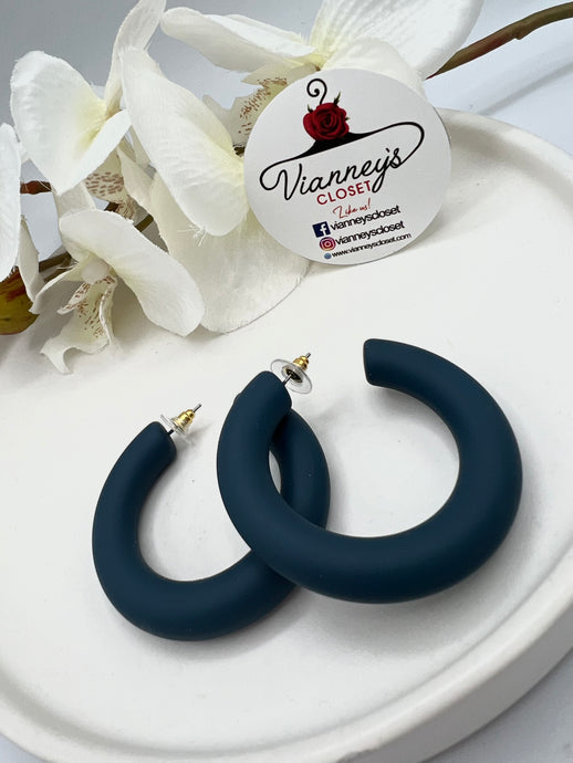 Fabiola Acrylic Blue or Green C-Shape Earrings