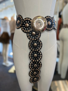 Vanessa Black/Gold Flora Western Belt