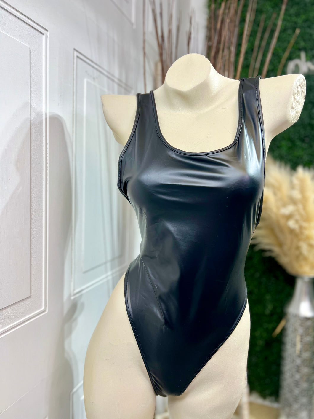 Melissa Black Leather Bodysuit