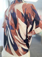 Load image into Gallery viewer, Felicia Button Down Tie Front Leaf Print Short Sleeve Top