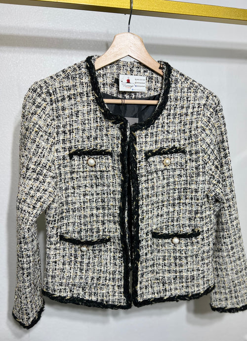 Jackie Black/White 2 Pocket Knit Jacket