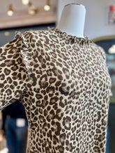Load image into Gallery viewer, Vanessa Leopard Ruffle High Stretchy High Neck Top