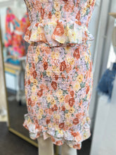 Load image into Gallery viewer, Clearance Peach Floral Print Smocked 2 Piece Skirt Set