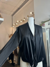 Load image into Gallery viewer, Oyuki Sky Blue or Black Satin Blouse