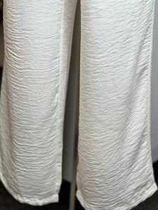 Brianna White or Black Pleated Wide Leg Elastic Waist Pants