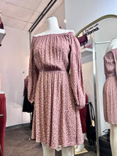 Load image into Gallery viewer, Vianney Darling Blush Sugar Honey/Rose Floral Print Off-the-Shoulder Dress