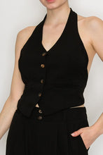 Load image into Gallery viewer, Aurora White or Black Halter Neck Button-Down Vest Top