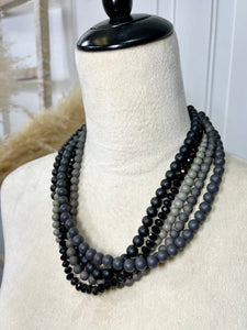 Mitsy Grey and Black 5 in 1 Beaded Necklace