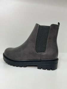 Madison Dark Grey PU Leather Short Boots