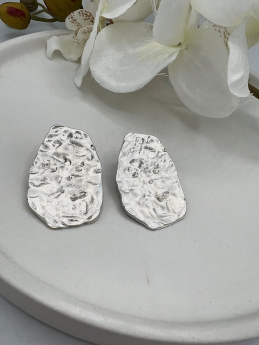 Stacy Silver Hammer Style Post Back Earrings