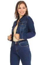 Load image into Gallery viewer, Kim Long Sleeve Stretchy Denim Crop Jacket