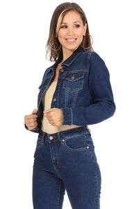 Kim Long Sleeve Stretchy Denim Crop Jacket