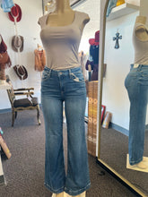 Load image into Gallery viewer, Chloe High Rise Destructed Wide Leg Medium Blue Jeans