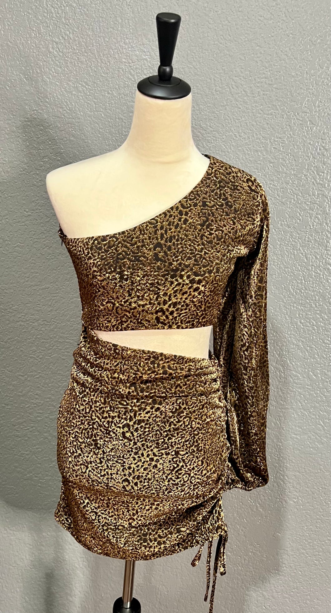 Gianna Gold Shimmer Cut Out Stretchy Dress