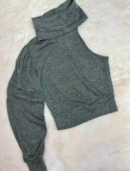 Pamela One Shoulder Mock Neck Long Sleeve Crop Top