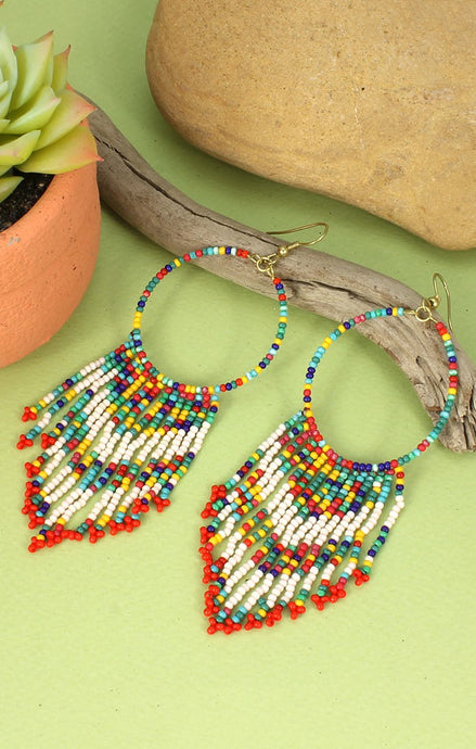 Kayla Desert Sunset Multi Beaded Fringe Earrings