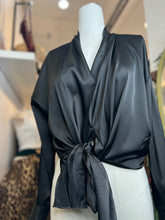 Load image into Gallery viewer, Oyuki Sky Blue or Black Satin Blouse