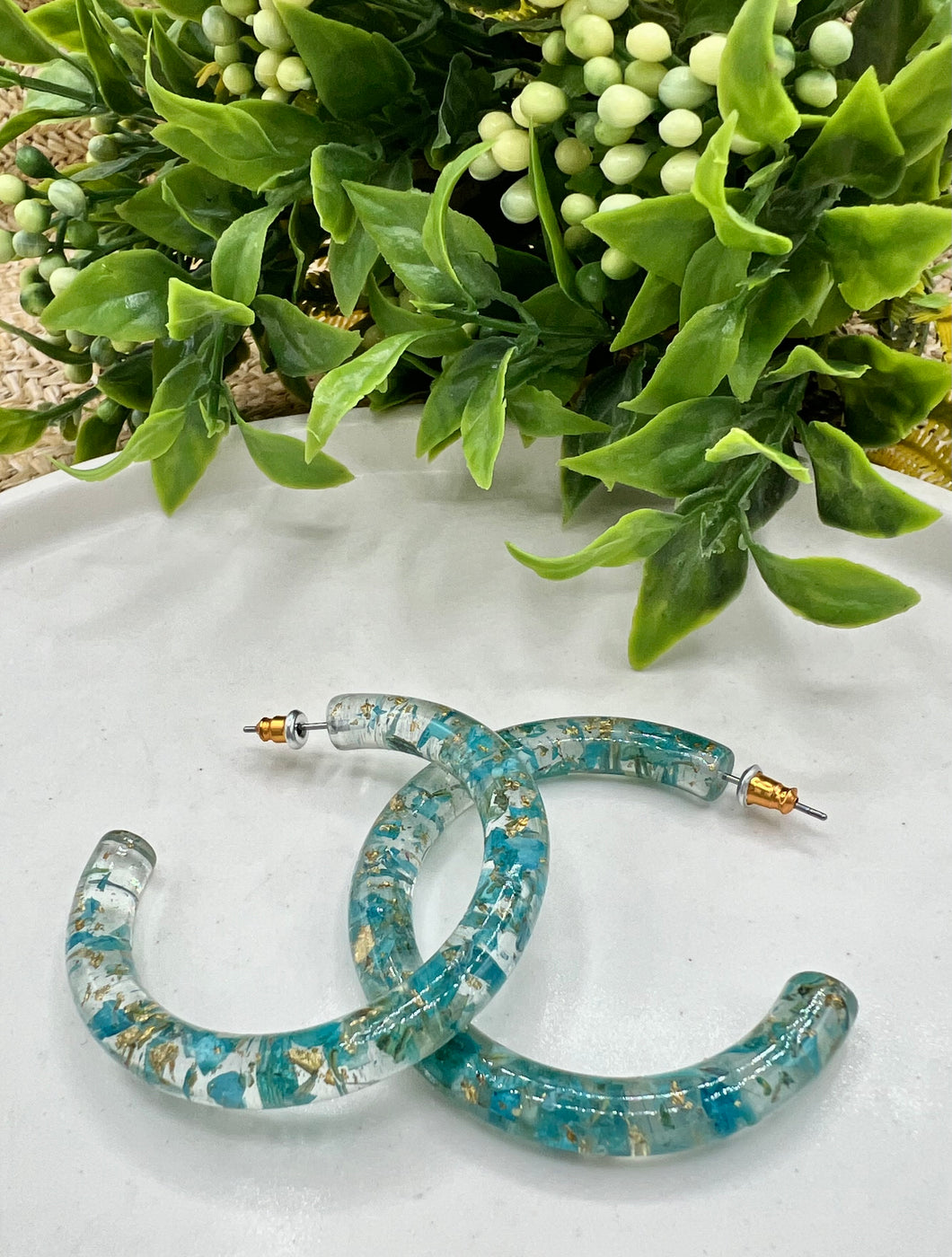 Kassandra Aqua Acrylic Post Back Hoops