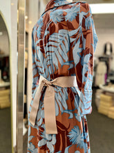Load image into Gallery viewer, Kelly Blue/Brown Buttoned Down Ruffled Dress