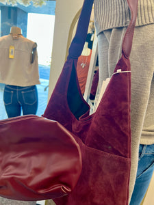 Samantha Wine or Brown Suede Shoulder bag