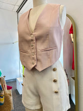 Load image into Gallery viewer, Tanya Pink, Black, and white Sleeveless V-Neck Button Down Vest