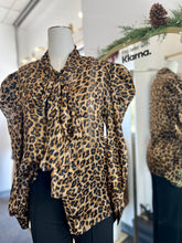 Load image into Gallery viewer, Leonella Leopard Print Long Sleeve Self Tie Blouse