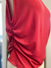 Load image into Gallery viewer, Denisse Red Satin Round High neck Top