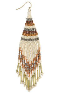 Neutral Tone Fringe Woven Bead Earring