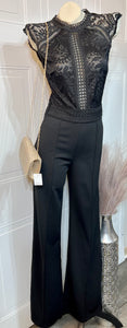 Lesley Black Lace/Crotchet Top Pant Suit