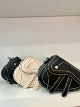Load image into Gallery viewer, CD Inspired Black, Ivory or Beige Saddle Style Bag with White Stitching
