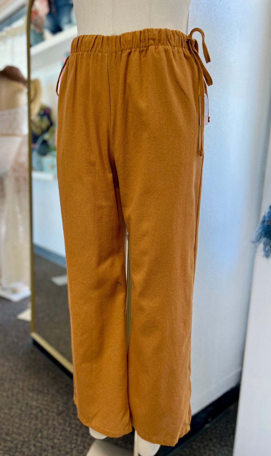 Ariana Light Rust Side Drawstring Wide Leg Pants