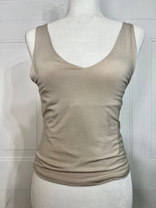 Paula White, Brown, Tan, or Grey V Neck Tank Top