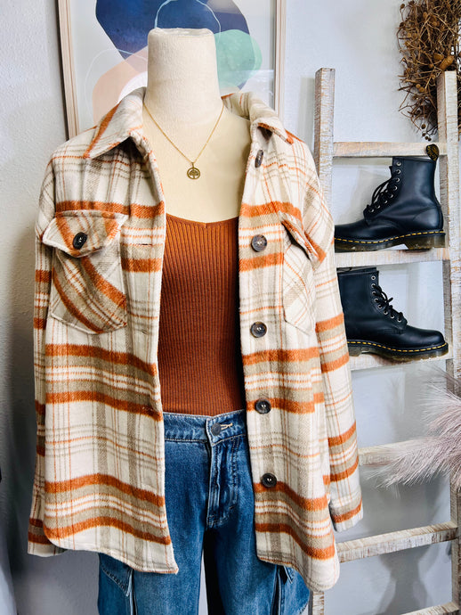Perla Buttoned Down Pumpkin Flannel