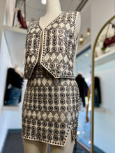 Load image into Gallery viewer, Anastasia 2 Piece Vest Skirt Set Ivory Pewter Beads Detail
