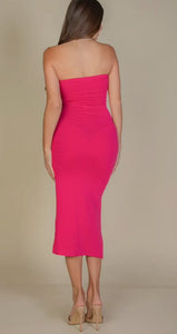 Savannah Pink or White Split Hem Tube Dress