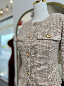 Dianne Ivory Button Up Long Sleeve Cropped Blazer