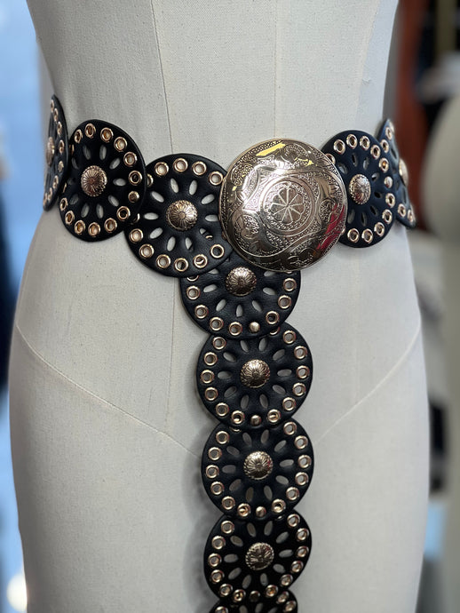 Vanessa Black/Gold Flora Western Belt