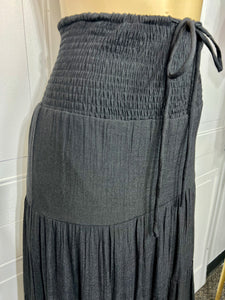 Karime Black Elasticized Flowy Long Skirt