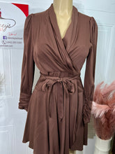 Load image into Gallery viewer, Melissa Brown Long Sleeve Flowy Surplice Dress